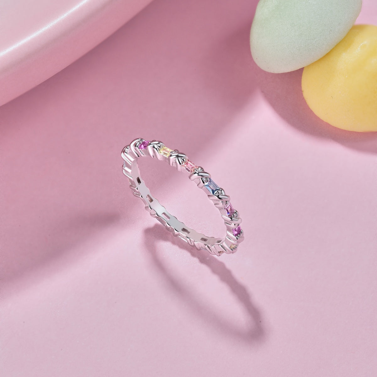 [CiCi]Charming Colorful Round Cut Daily Ring