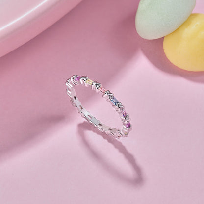 [CiCi]Charming Colorful Round Cut Daily Ring