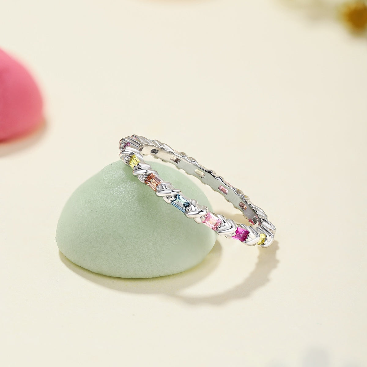 [CiCi]Charming Colorful Round Cut Daily Ring