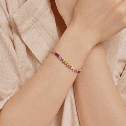 [CiCi]Luxurious Colorful Romantic Heart Shape Lover Bracelet