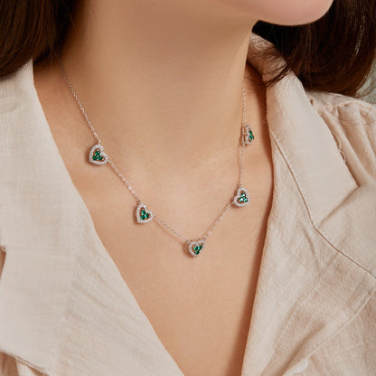 [CiCi]Sparkling Five Heart Necklace