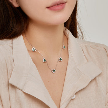 [CiCi]Sparkling Five Heart Necklace