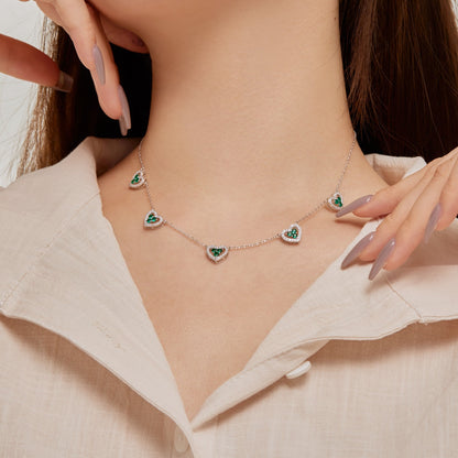 [CiCi]Sparkling Five Heart Necklace
