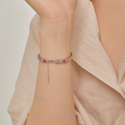 [CiCi]Delicate Colorful Emerald Cut Daily Bracelet