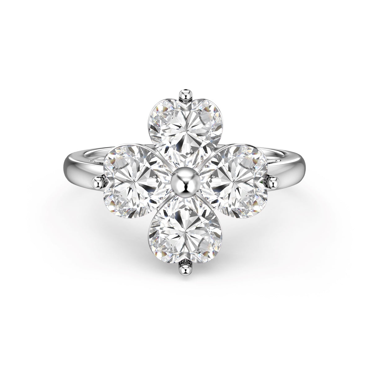 [CiCi]Heart-shaped Four-Leaf Clover Ball Ring