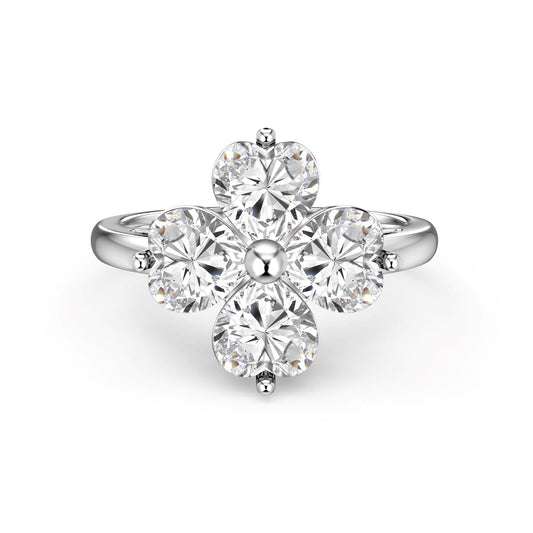 [CiCi]Heart-shaped Four-Leaf Clover Ball Ring