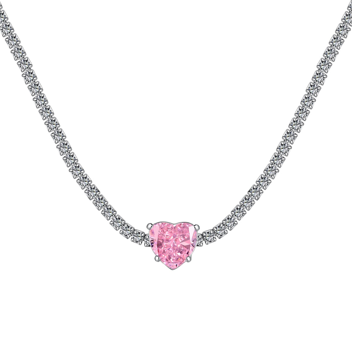 [CiCi]2.0 Carat Sparkling Tennis Heart Cut Necklace