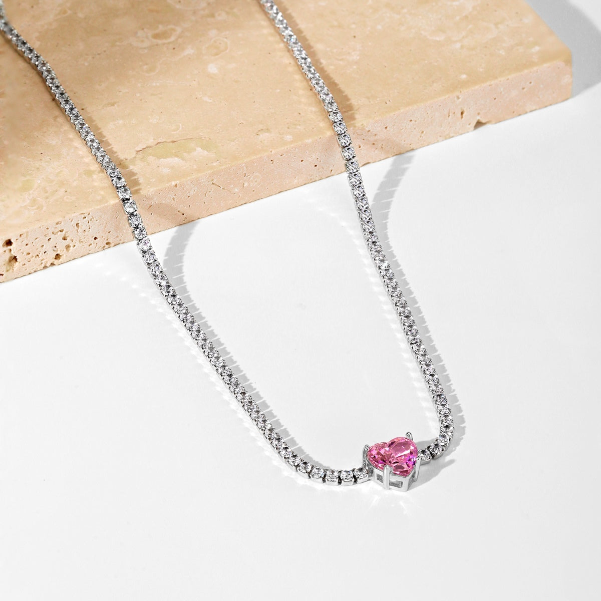 [CiCi]2.0 Carat Sparkling Tennis Heart Cut Necklace