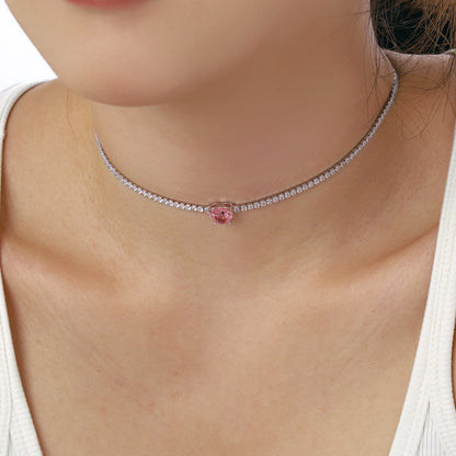 [CiCi]2.0 Carat Sparkling Tennis Heart Cut Necklace