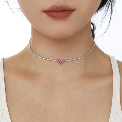 [CiCi]2.0 Carat Sparkling Tennis Heart Cut Necklace