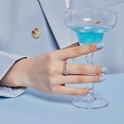 [CiCi]Splashy Ornate Emerald Cut Cocktail Ring