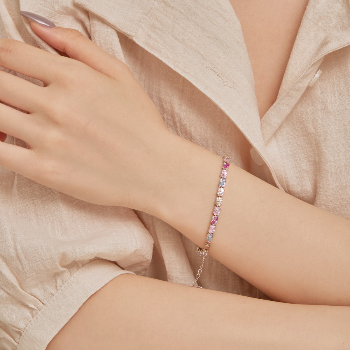 [CiCi]Ornate Colorful Flower Shape Party Bracelet