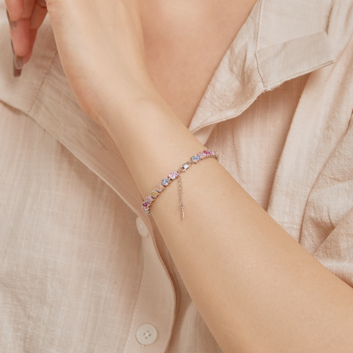 [CiCi]Ornate Colorful Flower Shape Party Bracelet