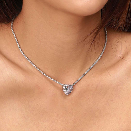 [CiCi]8.0 Carat Versatile Colorful Sweet Heart-Shaped Tennis Necklace