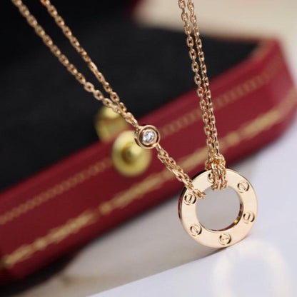 [CiCi]LOVE NECKLACE ADJUSTABLE ROSE GOLD 2 DIAMOND