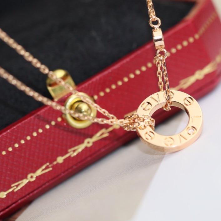 [CiCi]LOVE NECKLACE ADJUSTABLE ROSE GOLD 2 DIAMOND
