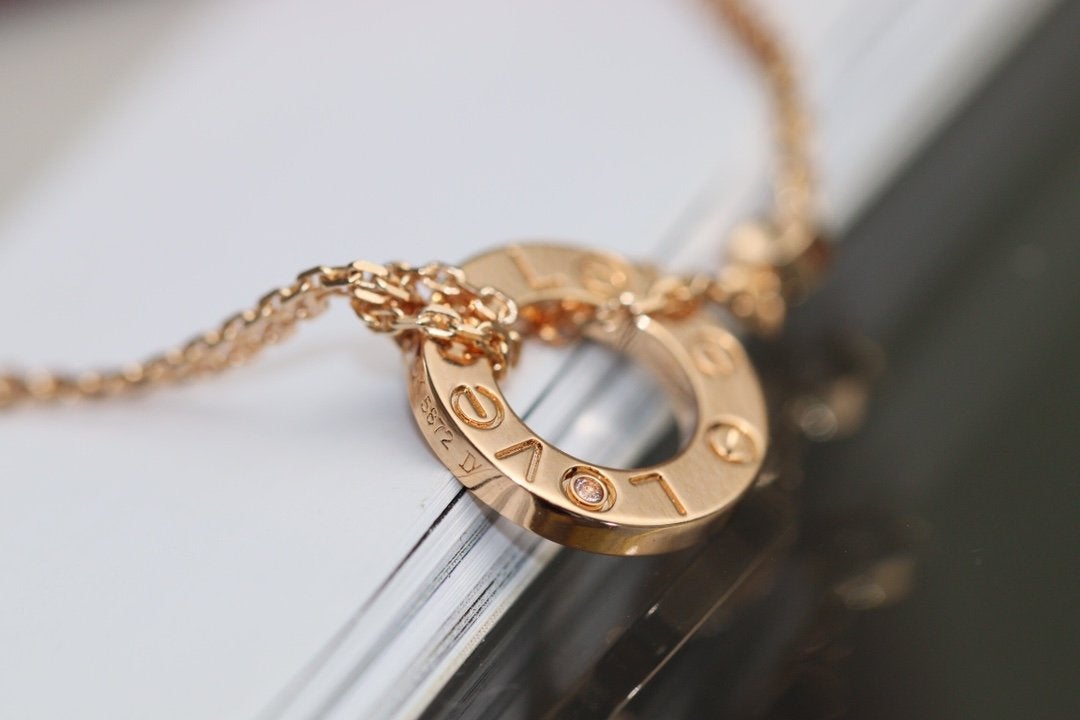 [CiCi]LOVE NECKLACE ADJUSTABLE ROSE GOLD 2 DIAMOND
