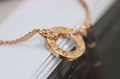 [CiCi]LOVE NECKLACE ADJUSTABLE ROSE GOLD 2 DIAMOND