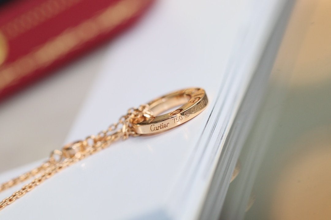 [CiCi]LOVE NECKLACE ADJUSTABLE ROSE GOLD 2 DIAMOND