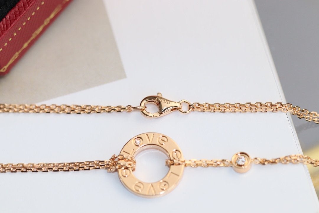 [CiCi]LOVE NECKLACE ADJUSTABLE ROSE GOLD 2 DIAMOND