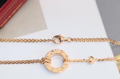 [CiCi]LOVE NECKLACE ADJUSTABLE ROSE GOLD 2 DIAMOND