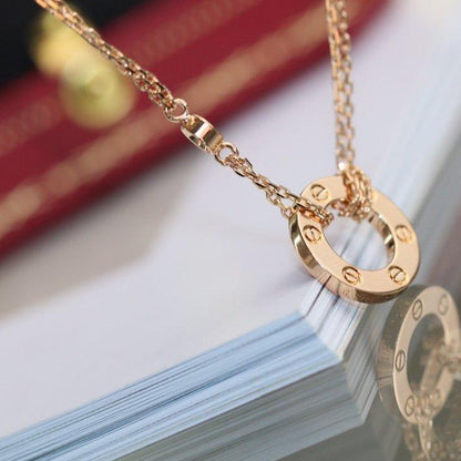 [CiCi]LOVE NECKLACE ADJUSTABLE ROSE GOLD 2 DIAMOND