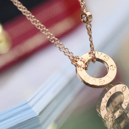 [CiCi]LOVE NECKLACE ADJUSTABLE ROSE GOLD 2 DIAMOND