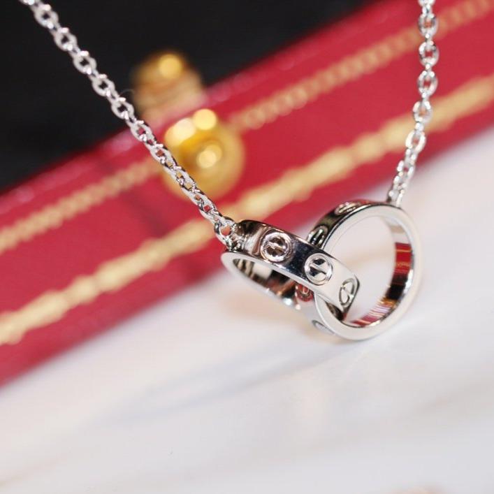 [CiCi]LOVE NECKLACE PINK GOLD AND SILVER
