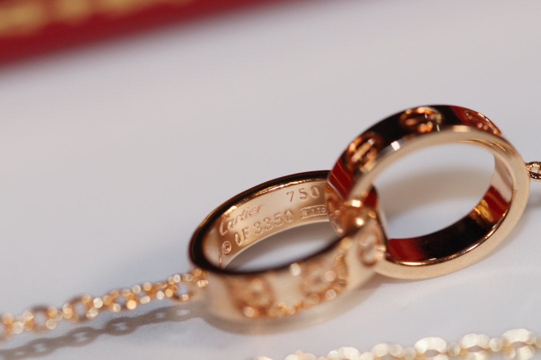 [CiCi]LOVE NECKLACE PINK GOLD AND SILVER