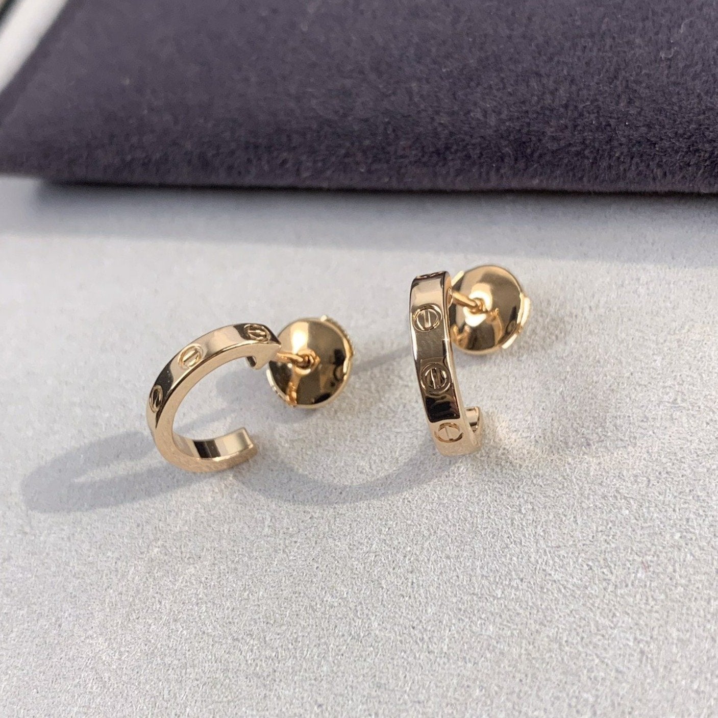 [CiCi]LOVE EARRINGS 2.65MM PINK GOLD