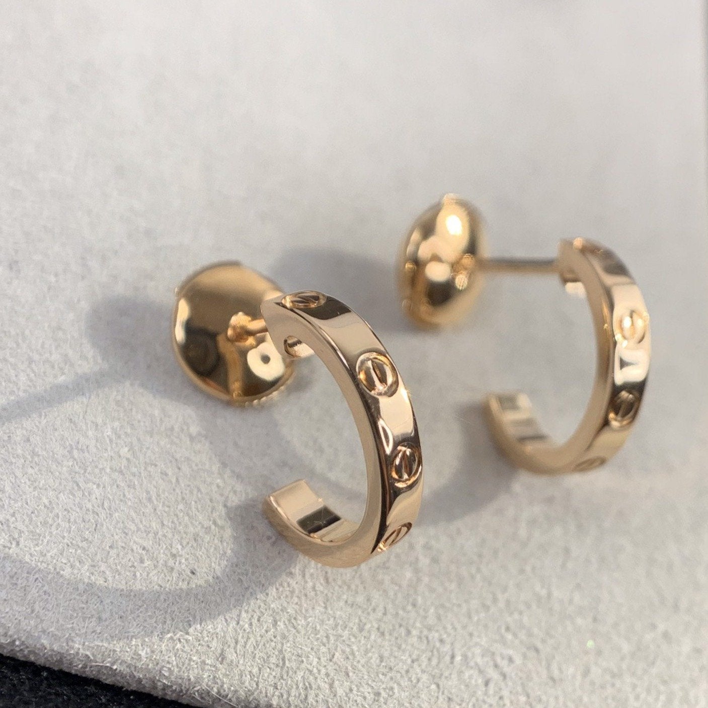 [CiCi]LOVE EARRINGS 2.65MM PINK GOLD