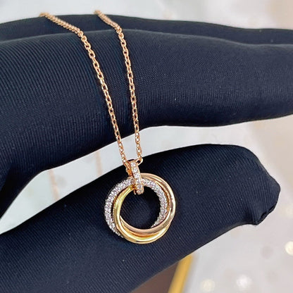 [CiCi]TRINITY NECKLACE SILVER GOLD PINK GOLD DIAMONDS