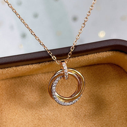 [CiCi]TRINITY NECKLACE SILVER GOLD PINK GOLD DIAMONDS