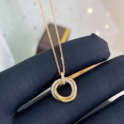 [CiCi]TRINITY NECKLACE SILVER GOLD PINK GOLD DIAMONDS