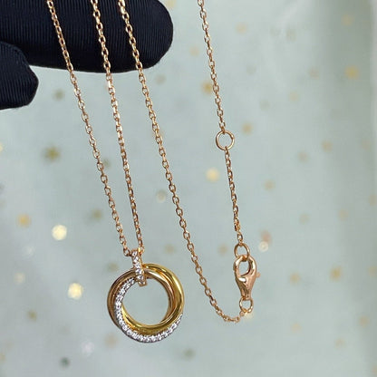 [CiCi]TRINITY NECKLACE SILVER GOLD PINK GOLD DIAMONDS