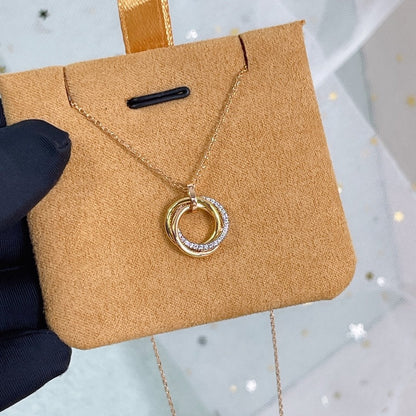 [CiCi]TRINITY NECKLACE SILVER GOLD PINK GOLD DIAMONDS