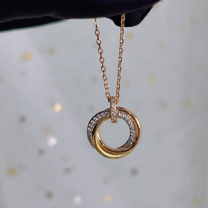[CiCi]TRINITY NECKLACE SILVER GOLD PINK GOLD DIAMONDS