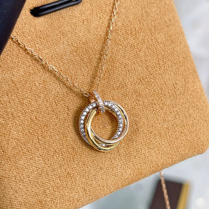 [CiCi]TRINITY NECKLACE SILVER GOLD PINK GOLD DIAMONDS