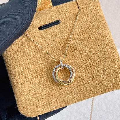 [CiCi]TRINITY NECKLACE SILVER GOLD PINK GOLD DIAMONDS