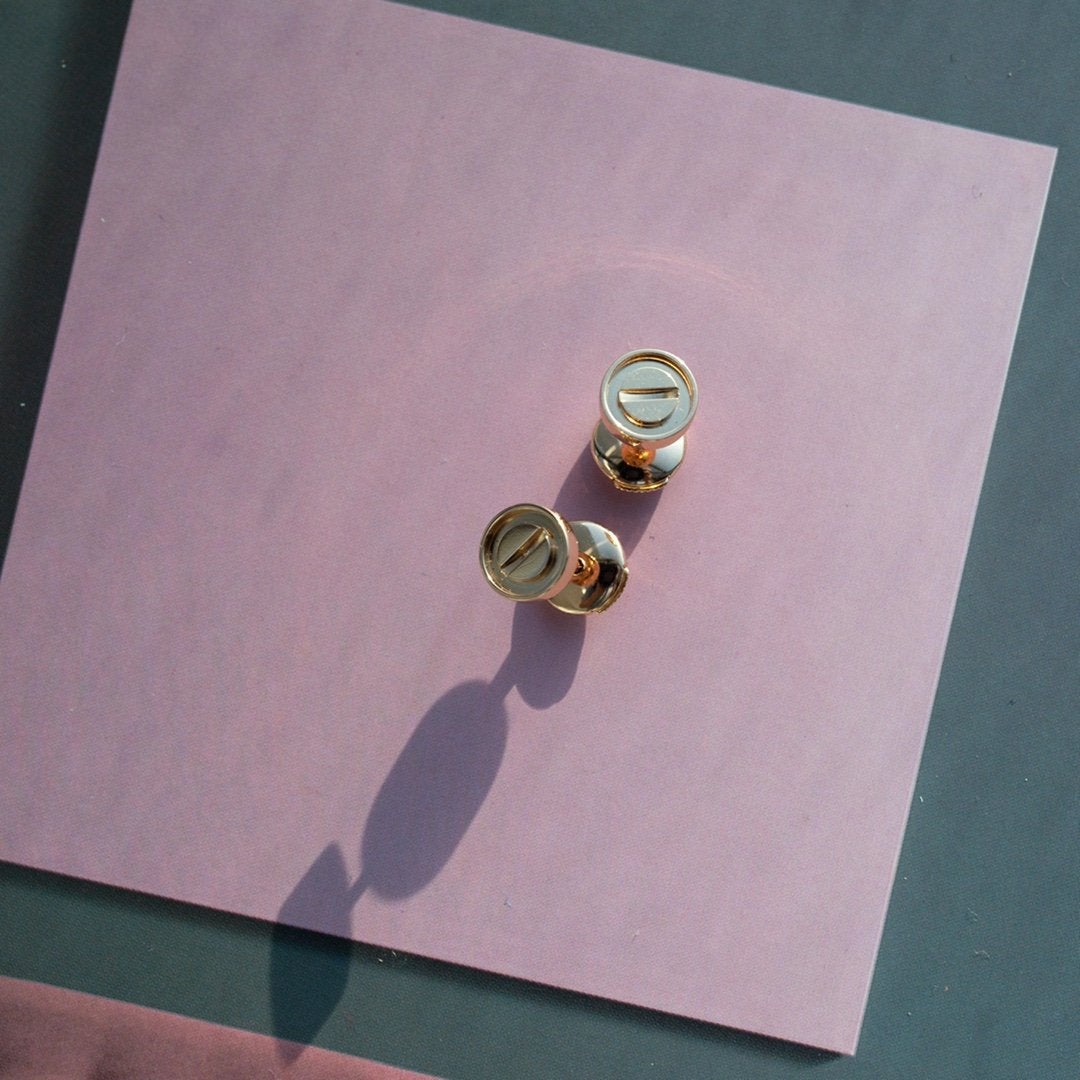 [CiCi]LOVE EARRINGS PINK GOLD 10MM