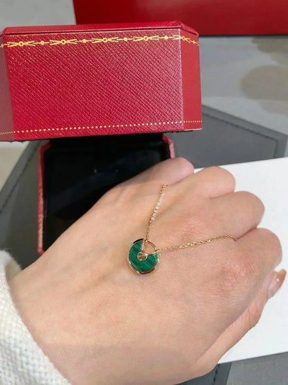 [CiCi]AMULETTE ROSE GOLD MALACHITE NECKLACE