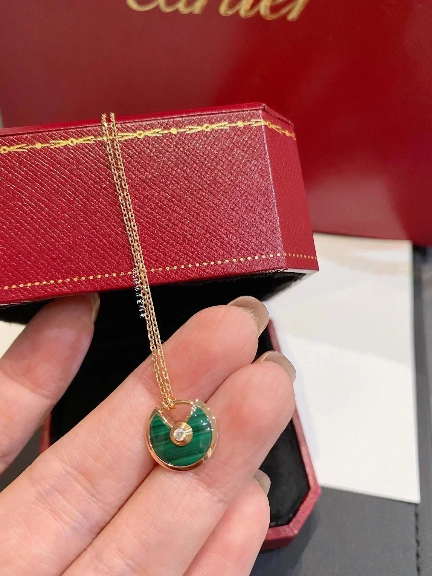 [CiCi]AMULETTE ROSE GOLD MALACHITE NECKLACE