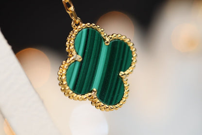 [CiCi]CLOVER EARRINGS GOLD MALACHITE DIAMOND 3 MOTIF