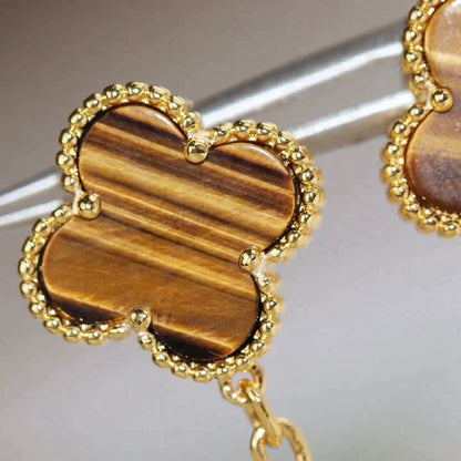 [CiCi]CLOVER  2 MOTIF  TIGER EYE CARNELIAN EARRINGS