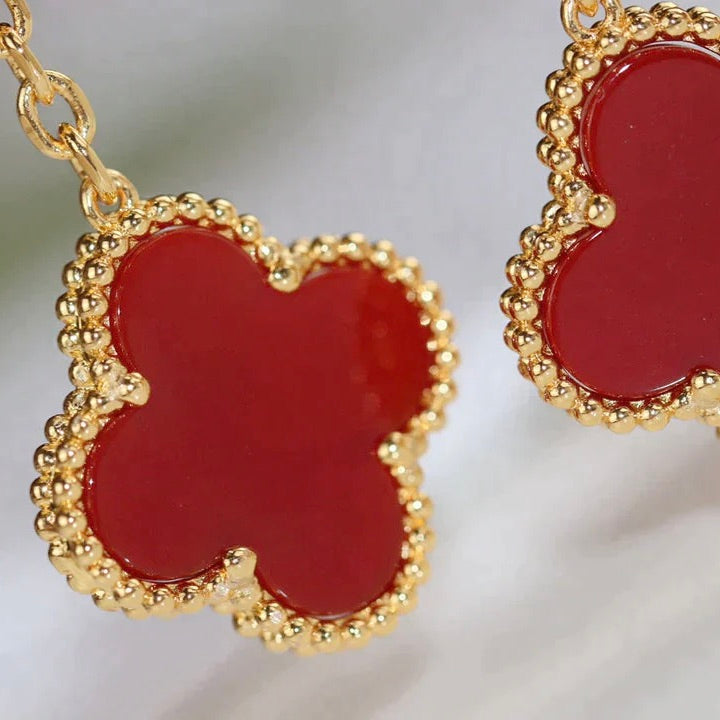 [CiCi]CLOVER  2 MOTIF  TIGER EYE CARNELIAN EARRINGS
