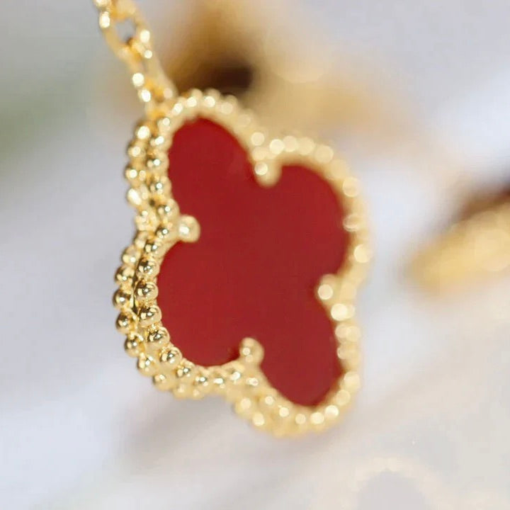 [CiCi]CLOVER  2 MOTIF  TIGER EYE CARNELIAN EARRINGS