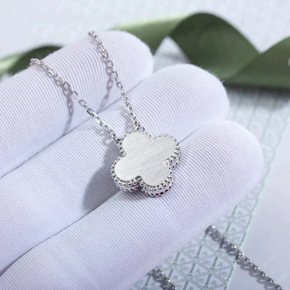 [CiCi]CLOVER  15MM DIAMOND LASER NECKLACE SILVER