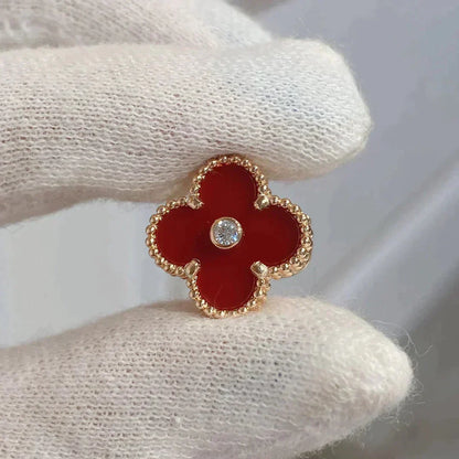 [CiCi]CLOVER MEDIUM 1 MOTIFS CARNELIAN  DIAMOND earrings