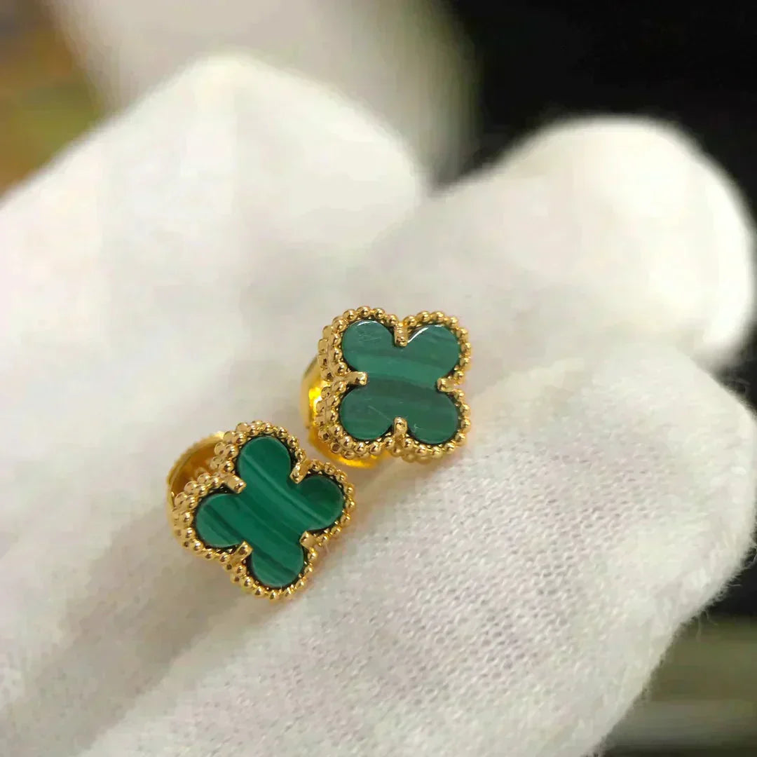 [CiCi]CLOVER MINI 9.5MM MALACHITE  EARRINGS