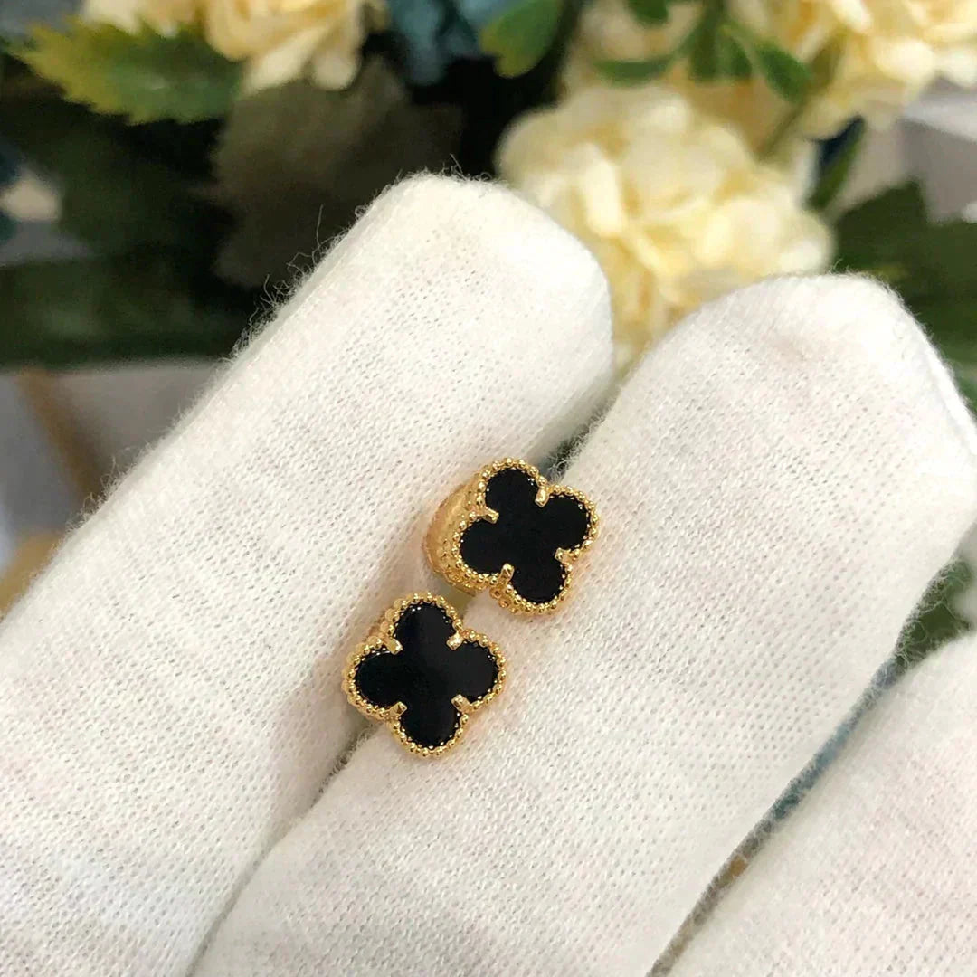 [CiCi]CLOVER MINI 9.5MM BLACK MOP EARRINGS